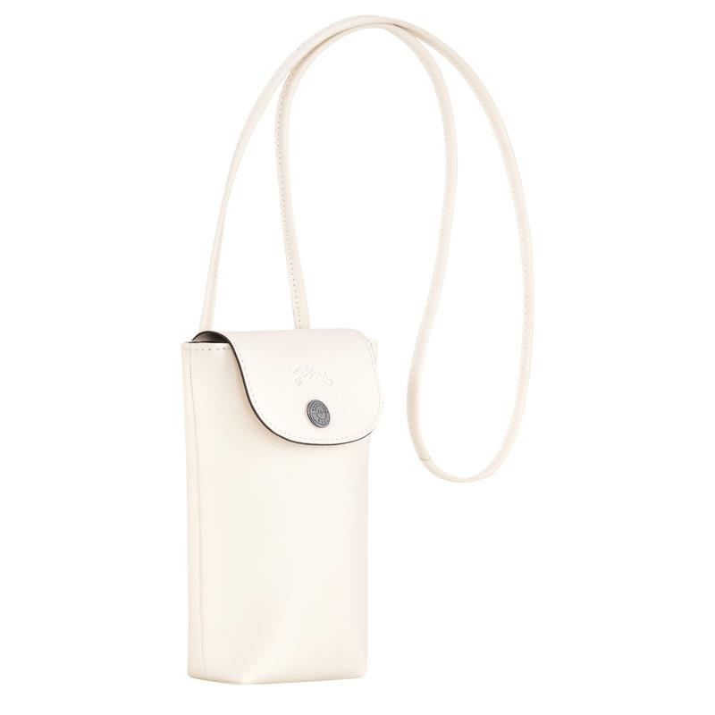 Ecru White Longchamp Le Pliage Xtra with leather lace Women's Phone Case | KBXF-62809