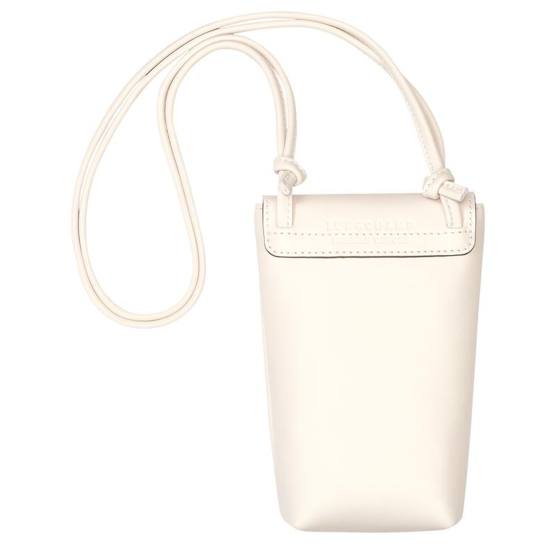 Ecru White Longchamp Le Pliage Xtra with leather lace Women's Phone Case | KBXF-62809