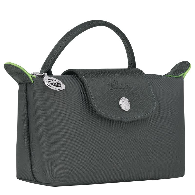 Graphite Grey Longchamp Le Pliage Green with handle Women's Pouches | EUPR-49217