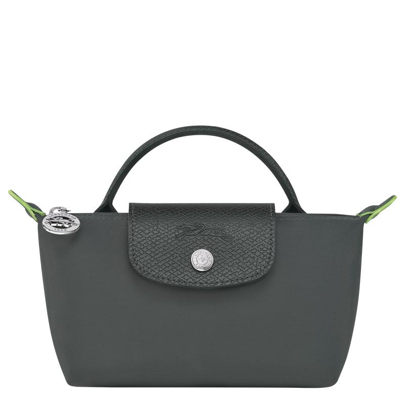 Graphite Grey Longchamp Le Pliage Green with handle Women\'s Pouches | EUPR-49217