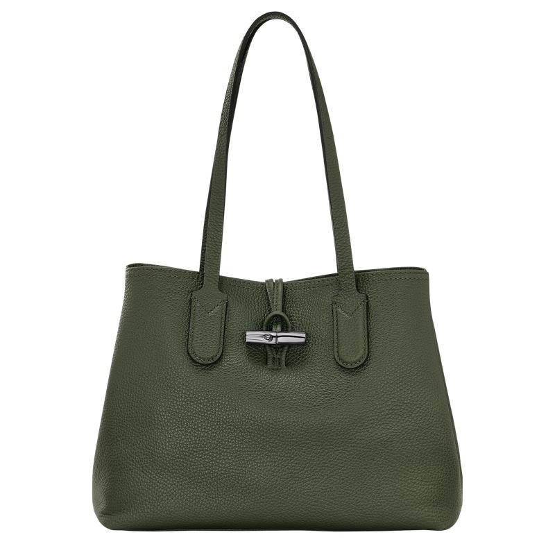 Khaki Longchamp Roseau Essential M Women\'s Tote Bag | JTAW-29371