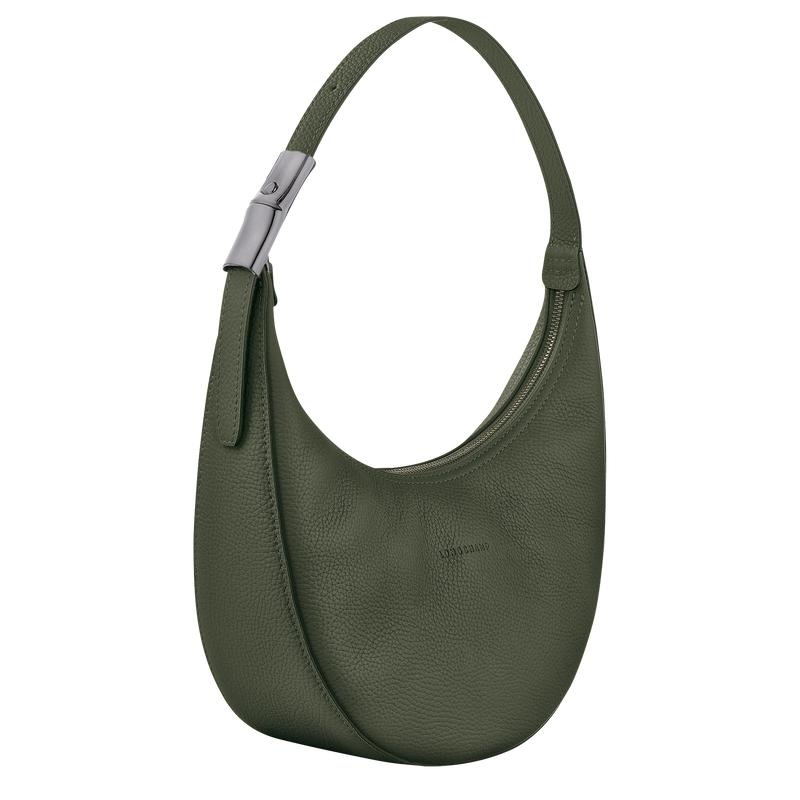 Khaki Longchamp Roseau Essential M Women's Hobo Bags | WJYR-87942