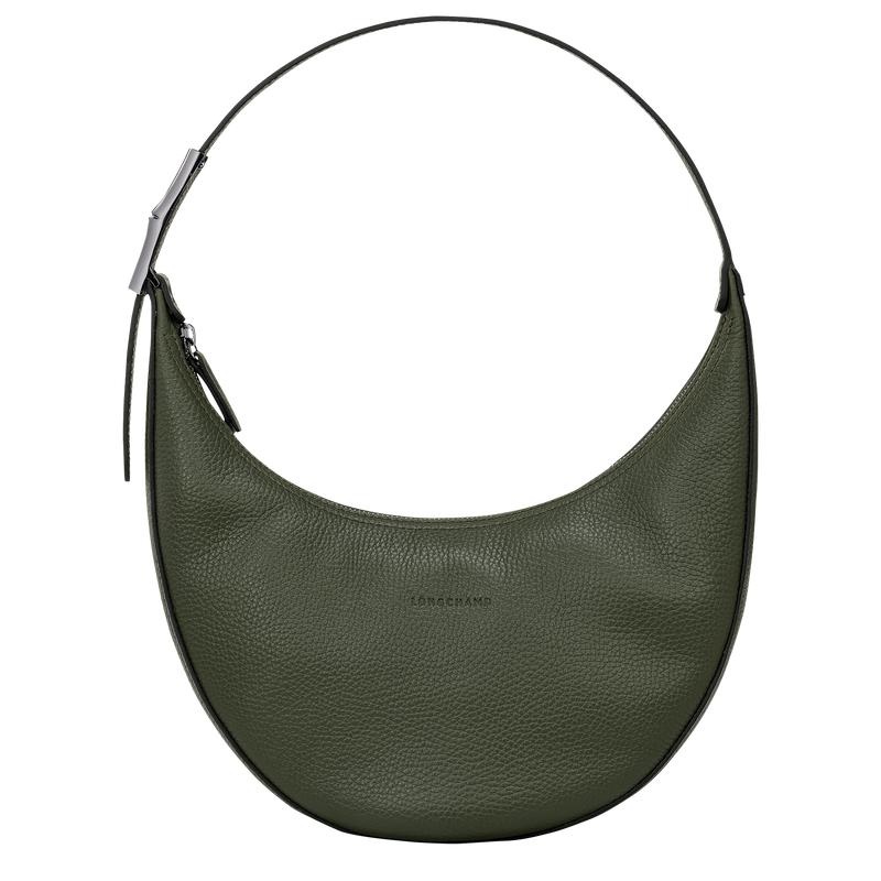 Khaki Longchamp Roseau Essential M Women\'s Hobo Bags | WJYR-87942