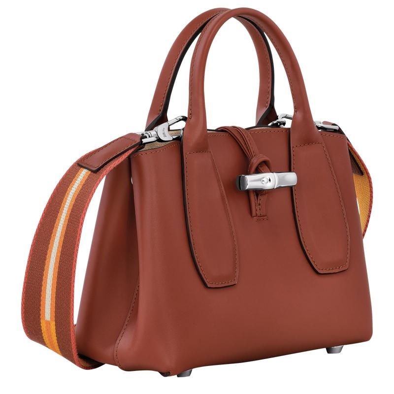 Mahogany Brown Longchamp Roseau S Women's Handbags | FSMB-35108