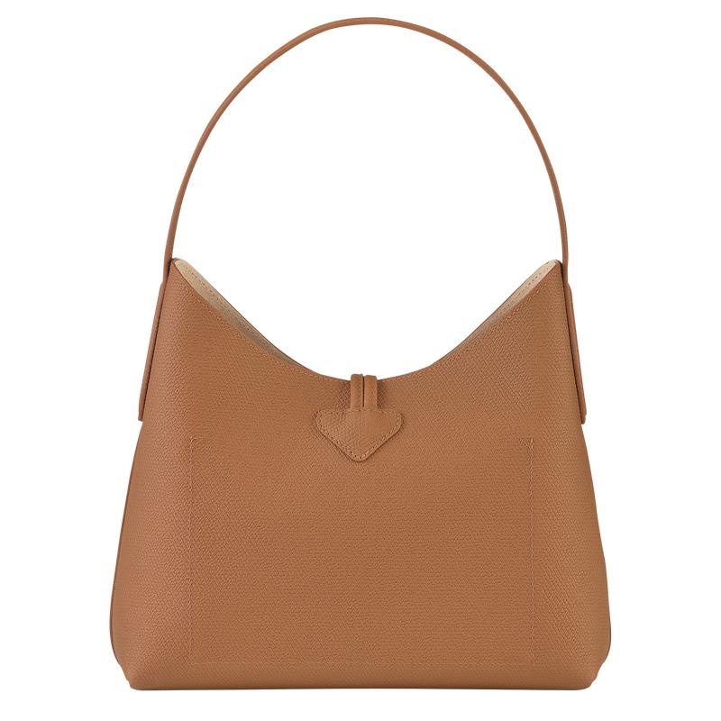 Natural Brown Longchamp Roseau M Women's Hobo Bags | UQWM-25689