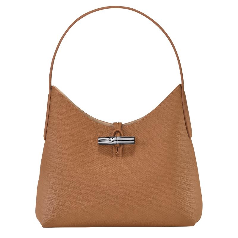 Natural Brown Longchamp Roseau M Women\'s Hobo Bags | UQWM-25689