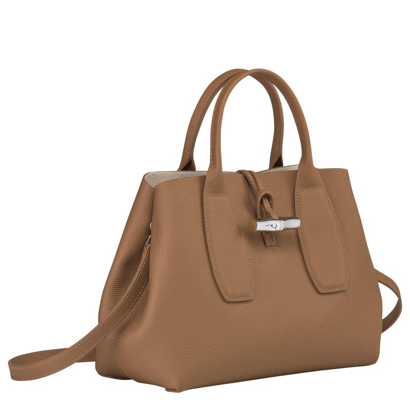 Natural Brown Longchamp Roseau M Women's Handbags | UNEX-84031