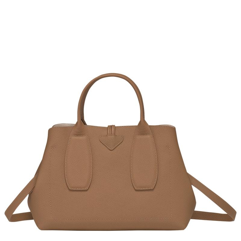 Natural Brown Longchamp Roseau M Women's Handbags | UNEX-84031