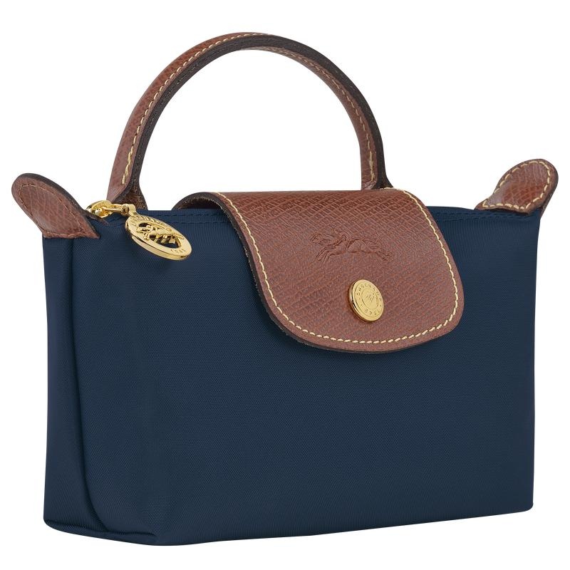 Navy Longchamp Le Pliage Original with handle Men's Pouches | IHMG-42905