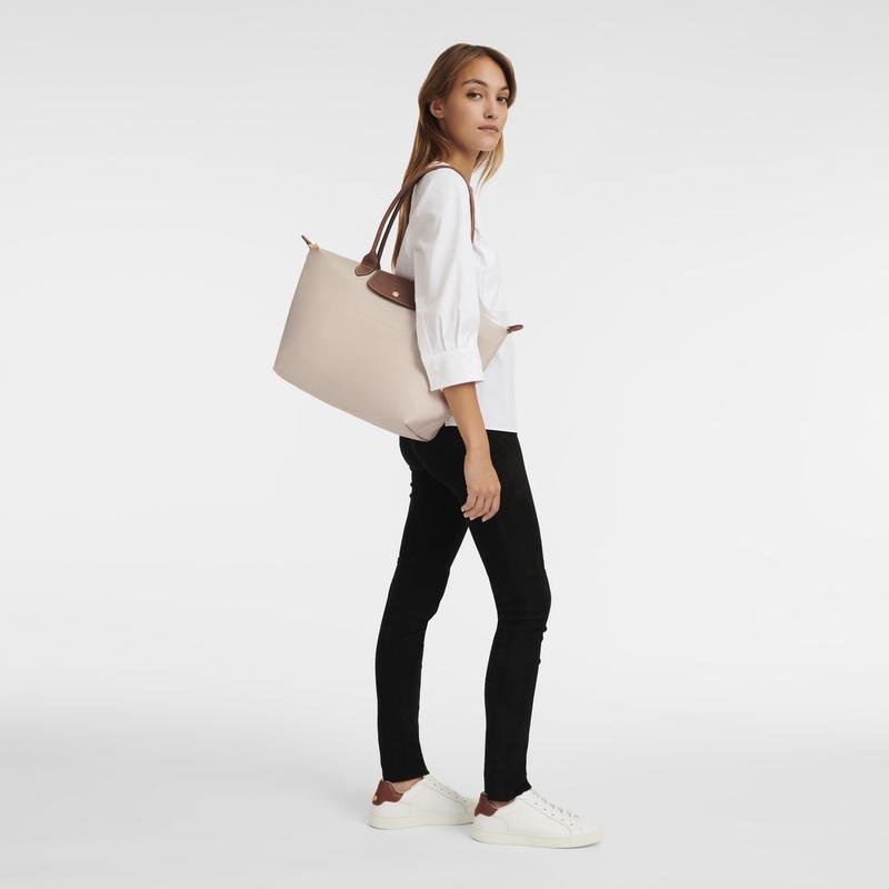 Paper White Longchamp Le Pliage Original L Women's Tote Bag | MCYR-10487