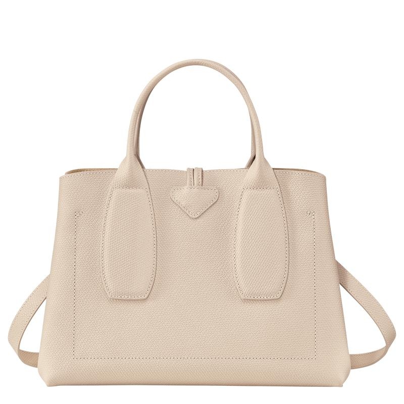 Paper White Longchamp Roseau M Women's Handbags | EINP-23154