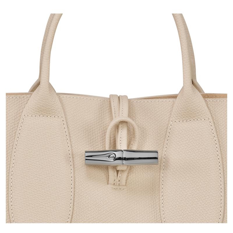 Paper White Longchamp Roseau M Women's Handbags | EINP-23154