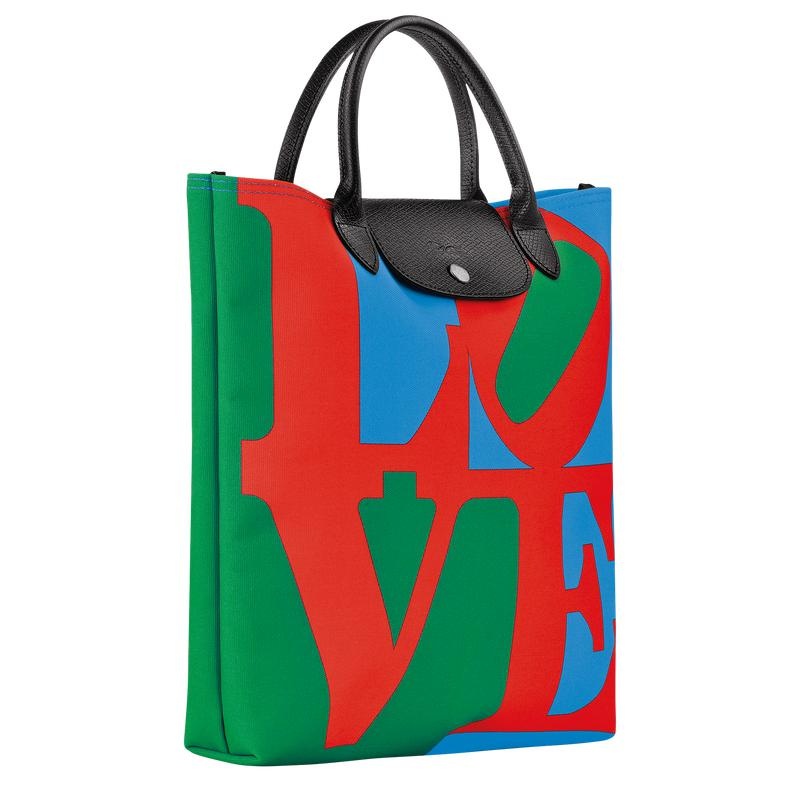 Red/Navy Longchamp x Robert Indiana L Men's Handbags | KYMP-90835