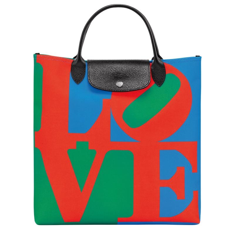 Red/Navy Longchamp x Robert Indiana L Men\'s Handbags | KYMP-90835