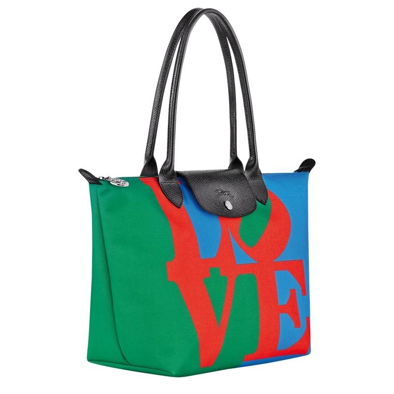 Red/Navy Longchamp x Robert Indiana M Women's Tote Bag | RPIL-52736