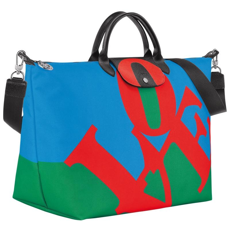 Red/Navy Longchamp x Robert Indiana Men's Travel Bags | NMIR-93760