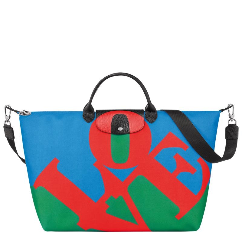 Red/Navy Longchamp x Robert Indiana Men\'s Travel Bags | NMIR-93760