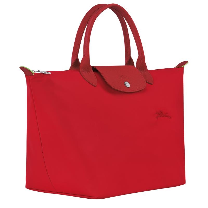 Tomato Red Longchamp Le Pliage Green M Women's Handbags | UWAE-10796