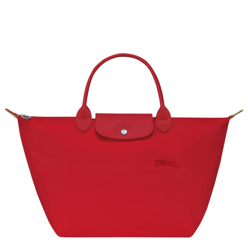 Tomato Red Longchamp Le Pliage Green M Women\'s Handbags | UWAE-10796