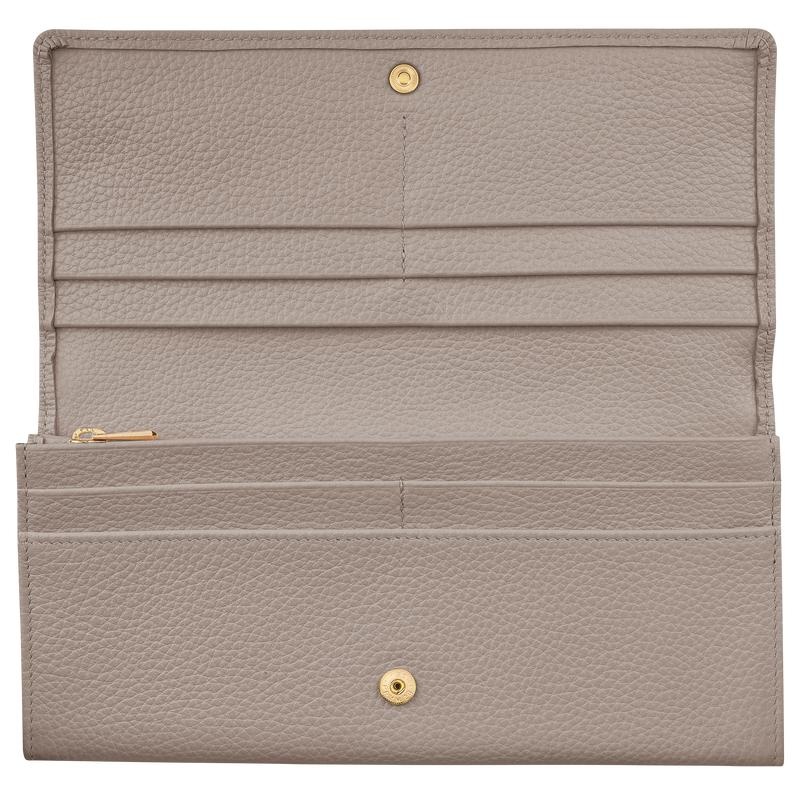 Turtledove Grey Longchamp Le Foulonné Continental Women's Wallets | MVGR-65841