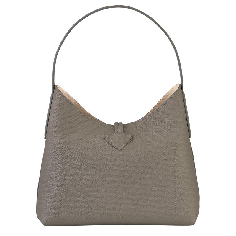 Turtledove Grey Longchamp Roseau M Women's Hobo Bags | ZPRS-48153