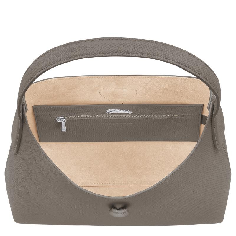 Turtledove Grey Longchamp Roseau M Women's Hobo Bags | ZPRS-48153