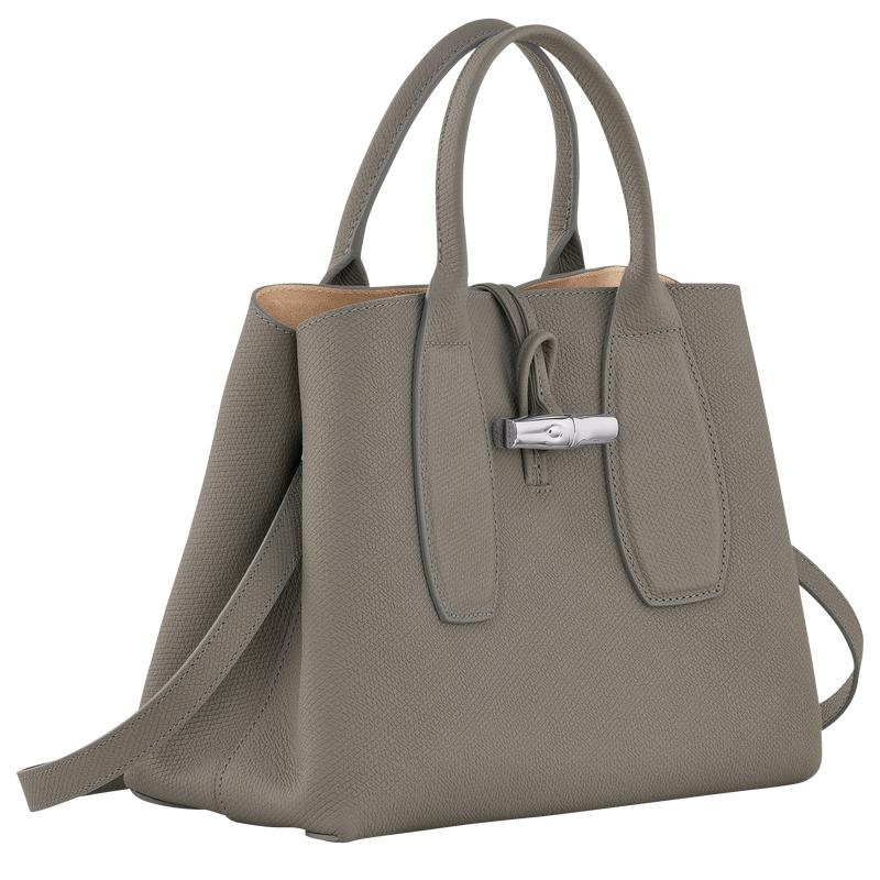 Turtledove Grey Longchamp Roseau M Women's Handbags | QFAN-09831