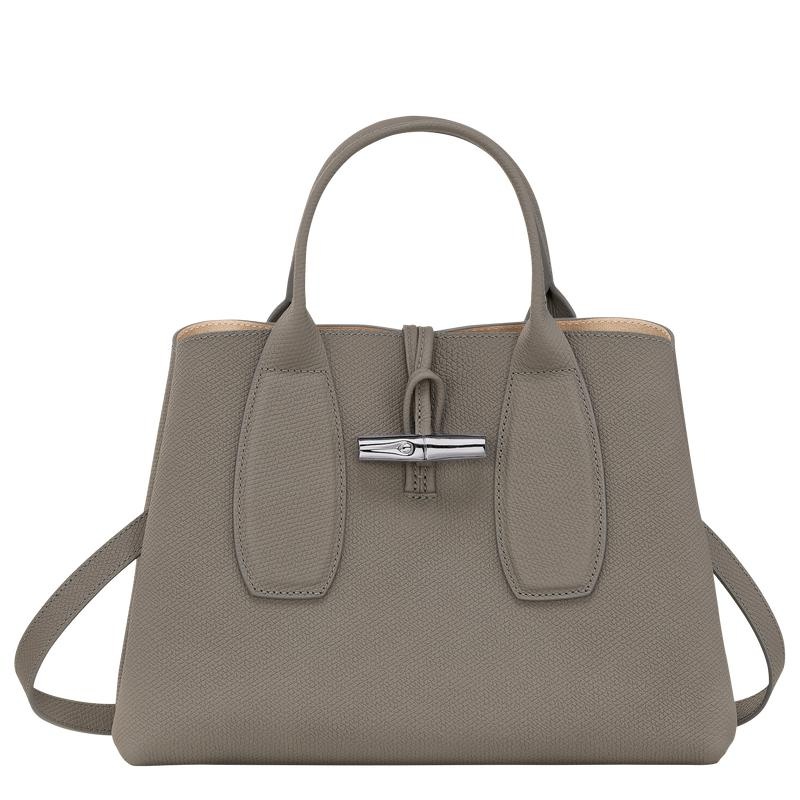 Turtledove Grey Longchamp Roseau M Women\'s Handbags | QFAN-09831