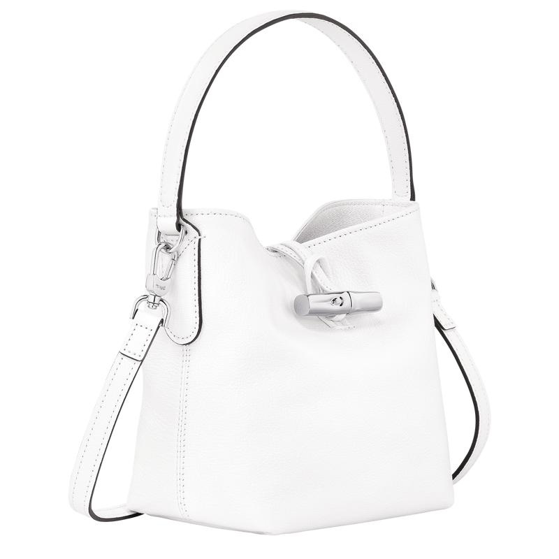 White Longchamp Roseau XS Women's Bucket Bag | UMEA-29045